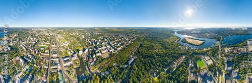 Lipetsk, Russia. city view in summer. Sunny day. Panorama 360. Aerial view