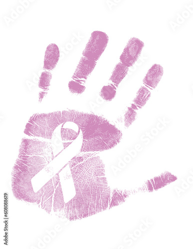 Illustration of a hand-print with a peace symbol Vector available