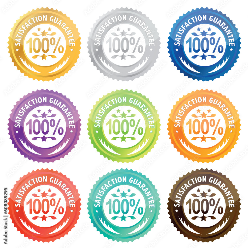 Illustration of different satisfaction guarantee labels . / Satisfaction guarantee