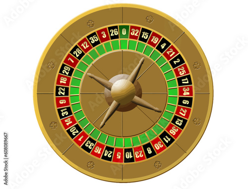 Vector illustration of Casino Roulette on white background