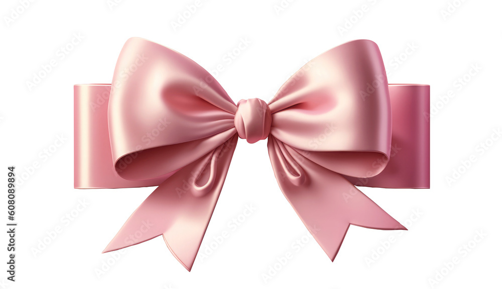 pink bow isolated on Transparent background , Generative Ai