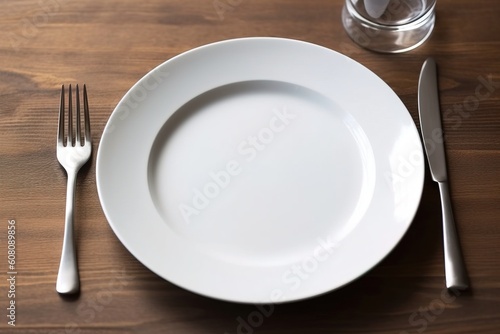 White plate ceramic on the table AI Generative