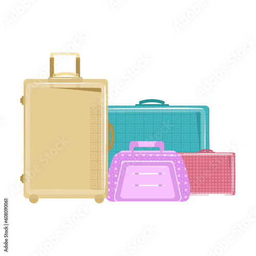 illustration of trolley bags on white background