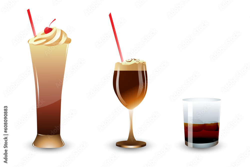 illustration of ice cream and shake in glass on isolated background illustration of ice cream and shake in glass on isolated background