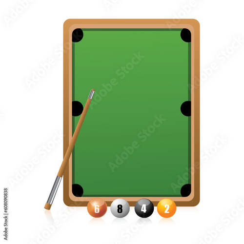 illustration of snooker play on white background