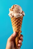 Portrait hand holding cone ice cream AI Generative