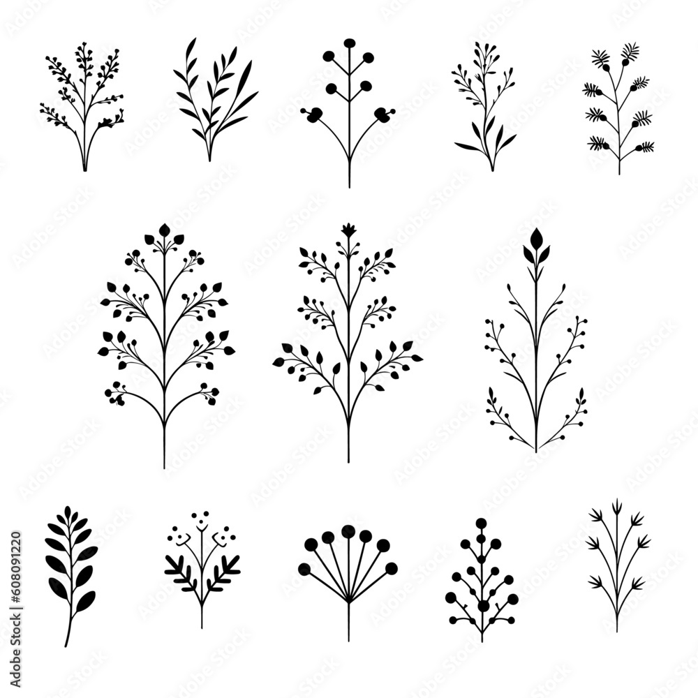 装飾用の植物シルエット　ベクター素材