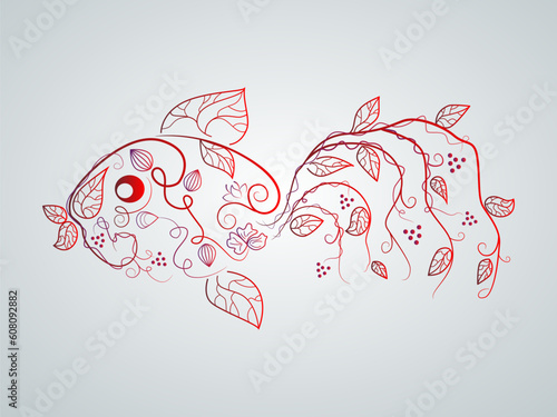 Vector picture with bizarre fish