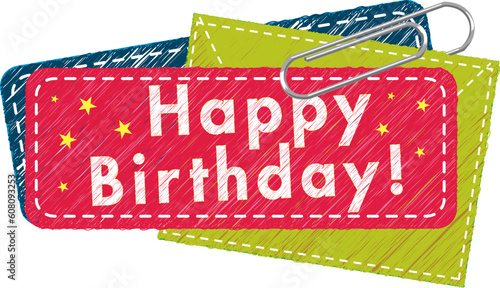 Stock Vector Illustration:  Happy Birthday note - vector