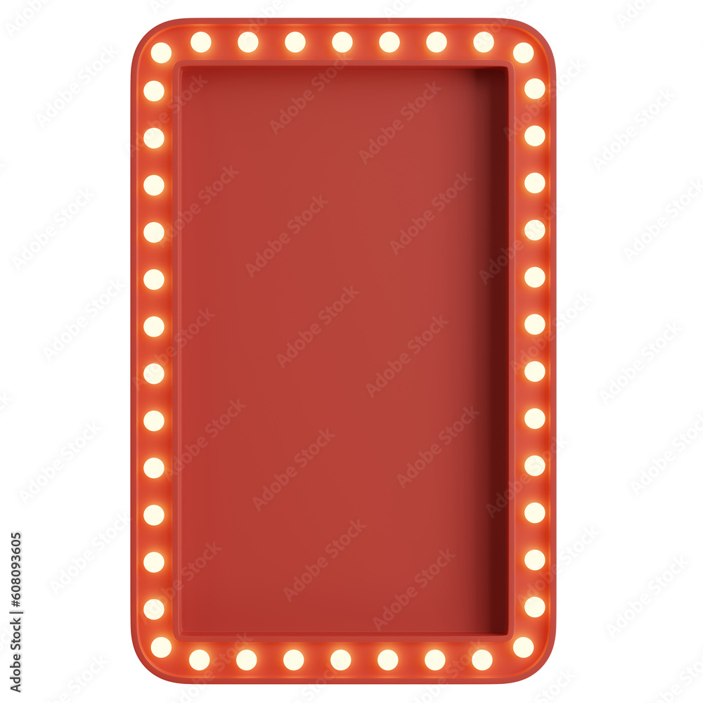 3d render of red billboard with light bulb. 3d render of red billboard with light bulb.