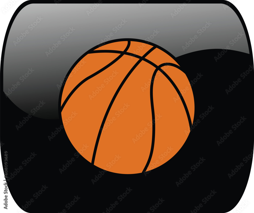 button with ball for basketball - vector