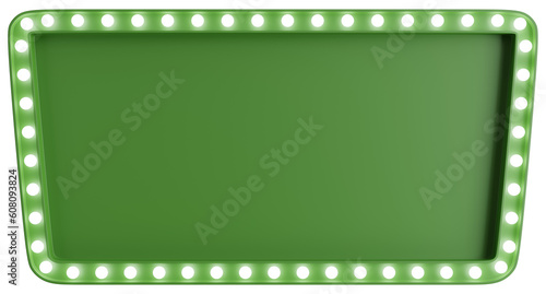 3d render of green billboard with light bulb.