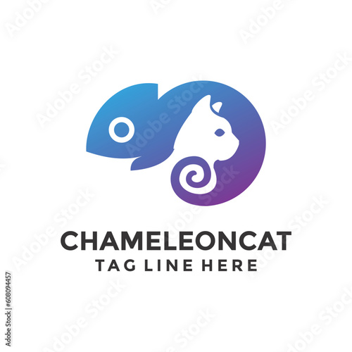 logo vector chameleon cat negative space