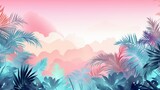 Summer tropical pastel foundation with palm. Illustration, AI Generated