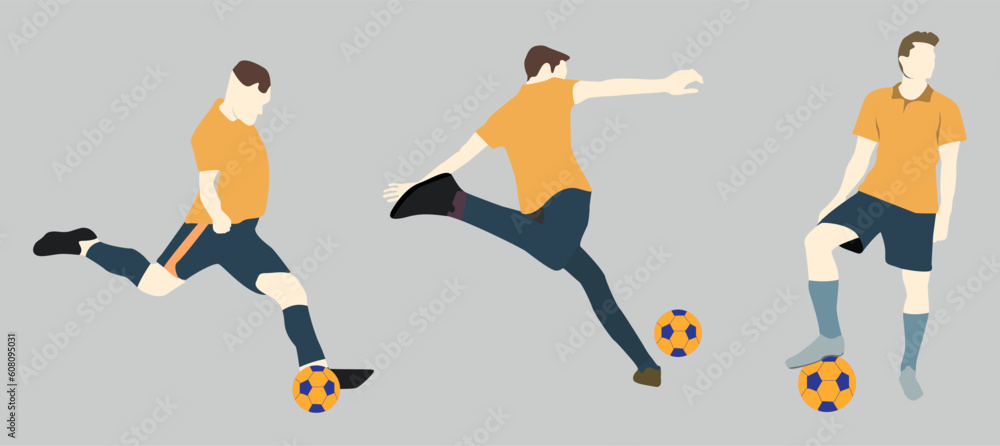 Football player collection flat illustration