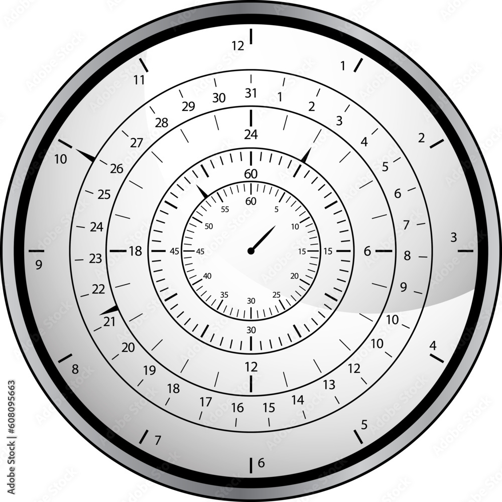 An image of a clock with month, day, hour, minute, and seconds. An image of a clock with month, day, hour, minute, and seconds.