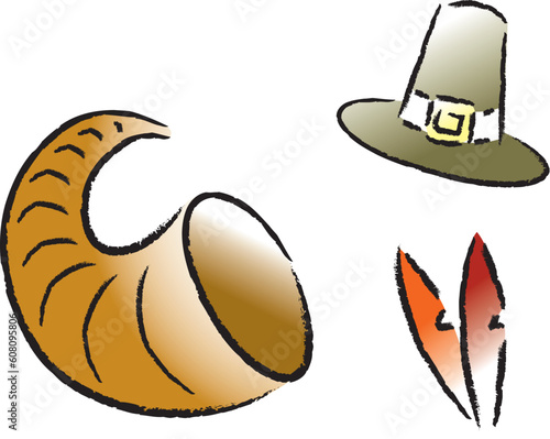 Brush stroked thanksgiving themed icons