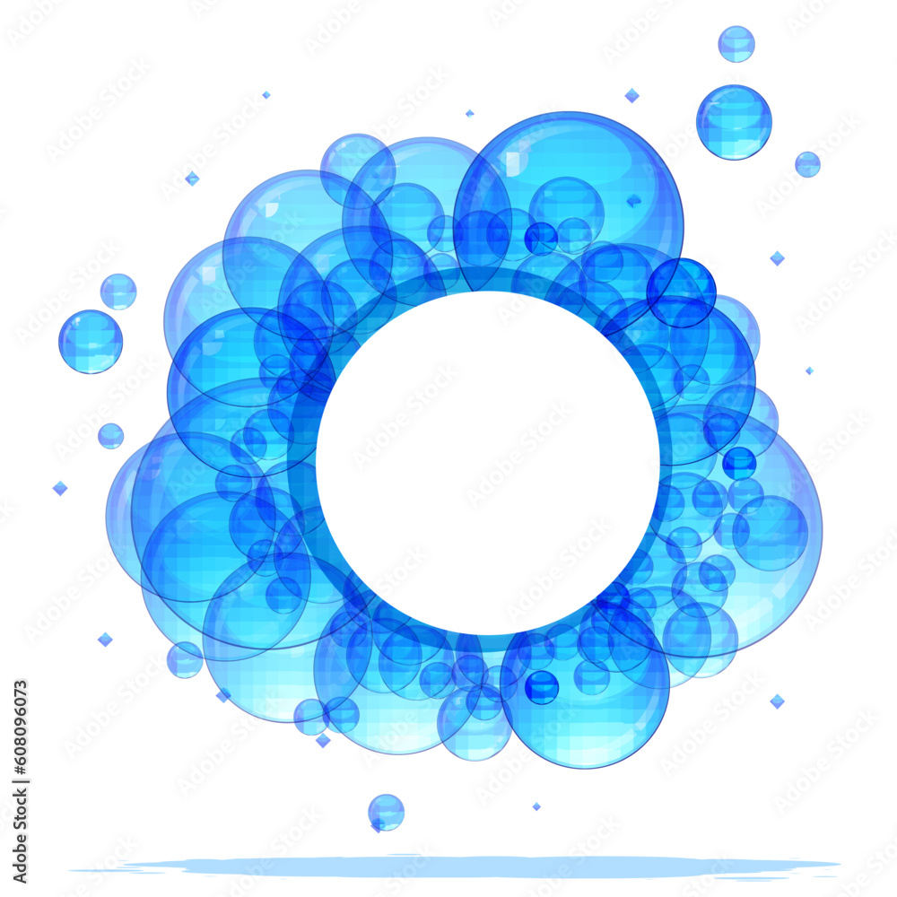 Banner of the beautiful transparent blue bubbles. With a place for your text. Banner of the beautiful transparent blue bubbles. With a place for your text.