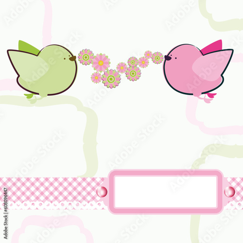 Background With Cartoon Birds.