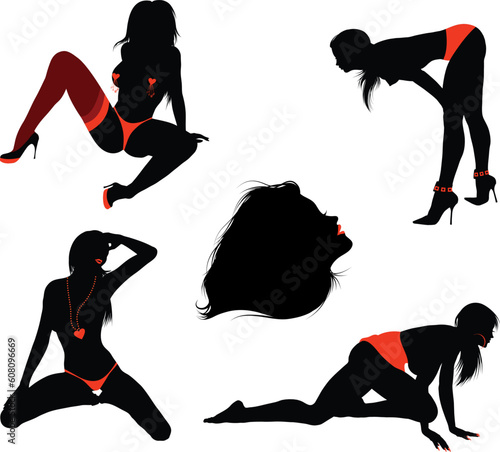 Vector women silhouettes isolated on white background