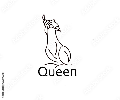 Design vector illustration of a bird with a crown