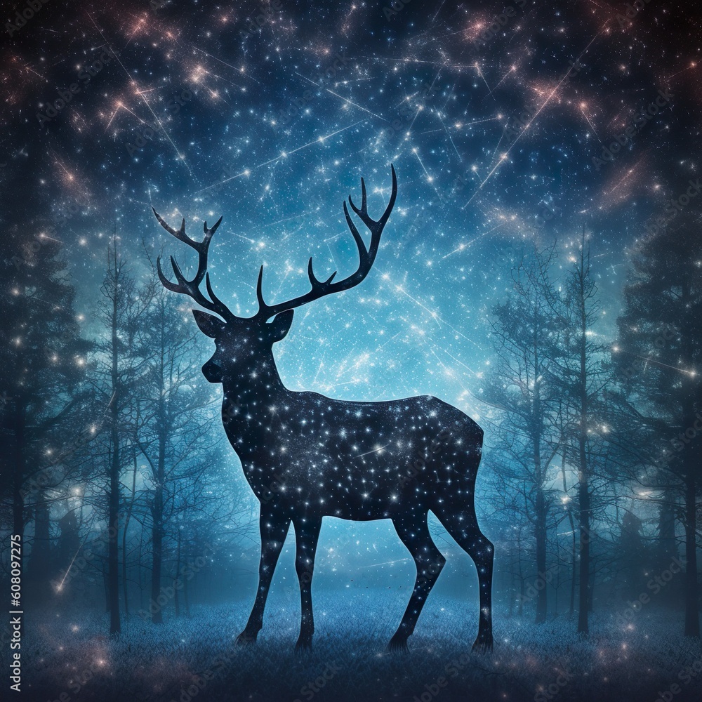 Deer illustration Celestial Guardian The Radiant Stardust Deer made with generative ai technology Deer illustration Celestial Guardian The Radiant Stardust Deer made with generative ai technology