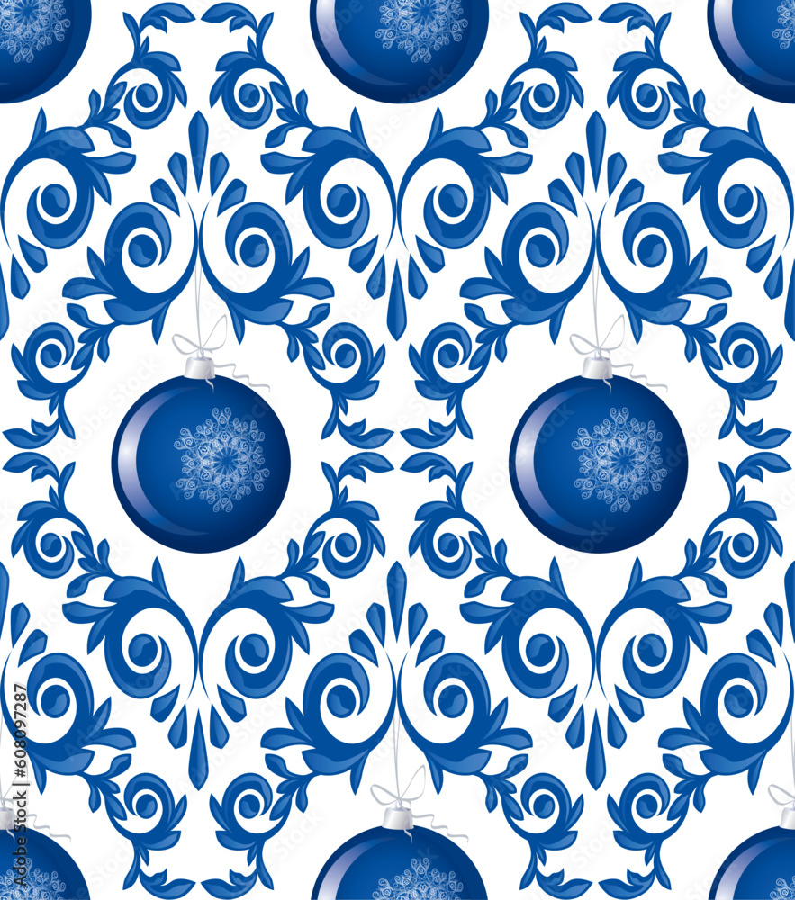 Seamless pattern from  spheres  and  frosty patterns(can be repeated and scaled in any size)