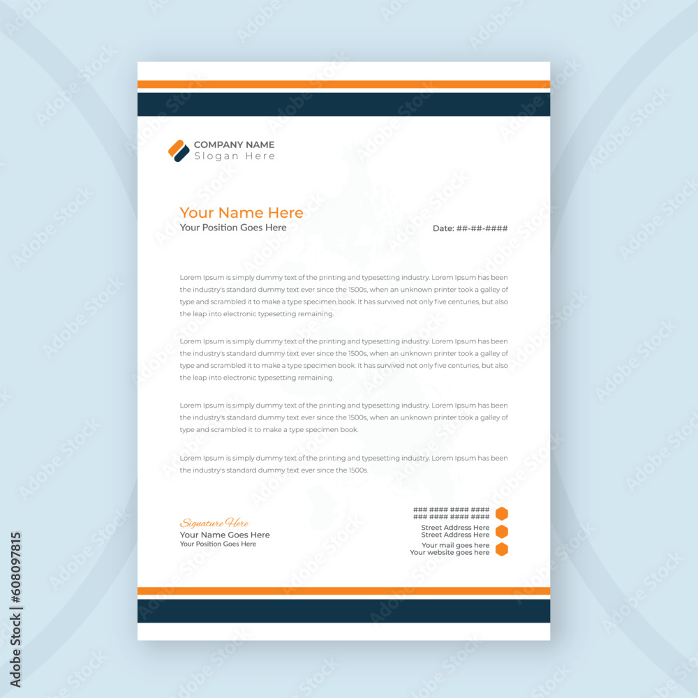Modern Creative and Clean business style letterhead template of your company
Modern Creative and Clean business style letterhead template of your company
