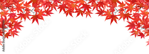 紅葉したモミジのフレーム（バナー向け横長）
