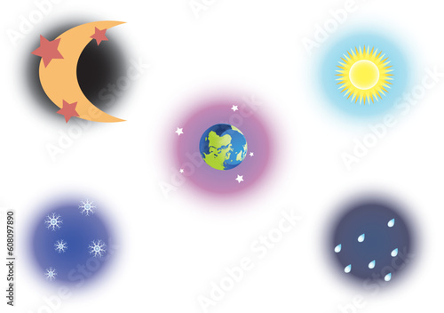 Editable vector different weather icons