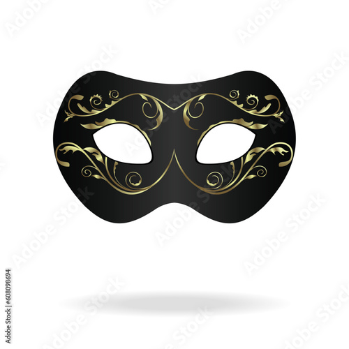 Illustration of realistic carnival or theater mask isolated on white background - vector