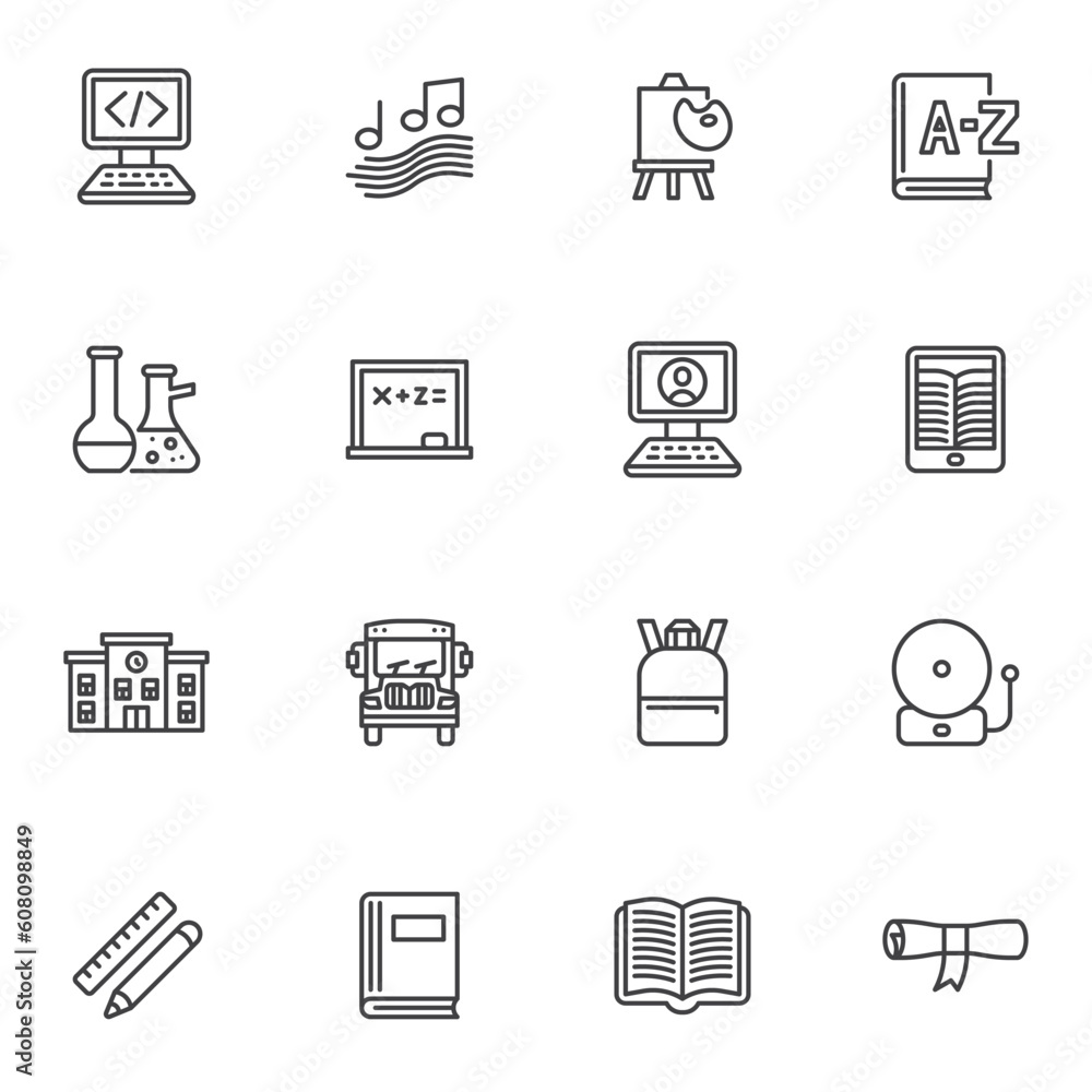 Education and school line icons set Education and school line icons set