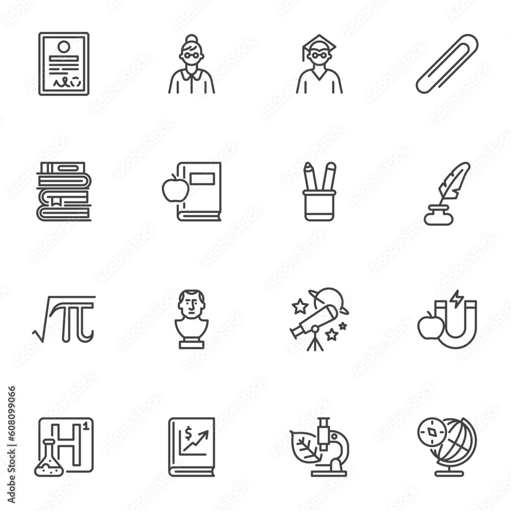 Education and science line icons set Education and science line icons set