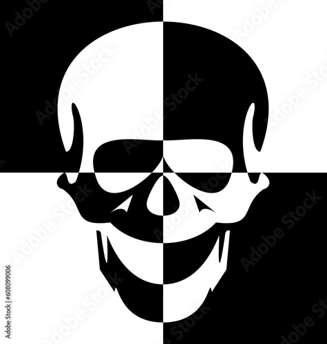 Illustration black and white skull - vector