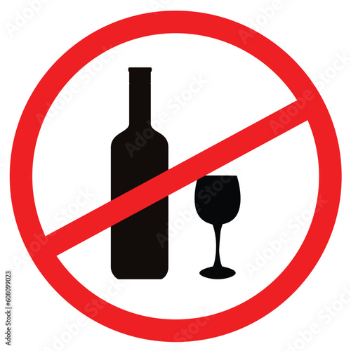 Vector illustration of sign stop alcohol