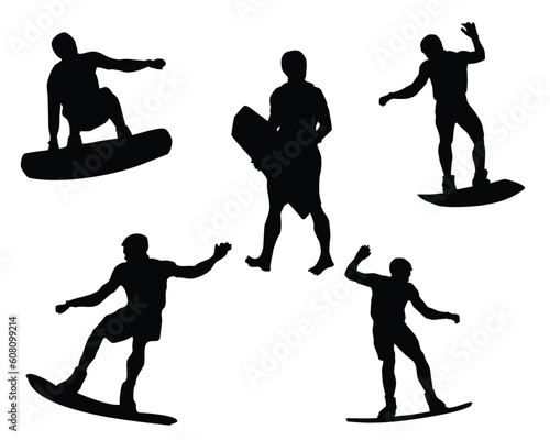 vector eps10 illustration of an equipment of different wake boarder silhouettes