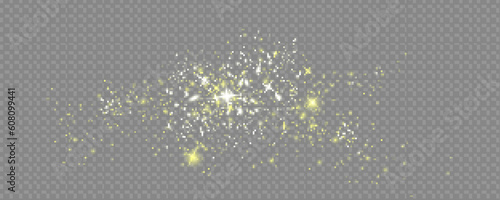 Abstract sparkling shiny texture. Shiny particle effect. Golden sparkling trail of space star dust from shiny particles on a dark background.