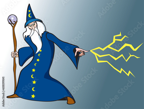 Wizard casting a spell.