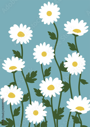 Seamless pattern with daisy Eps 10 vector.