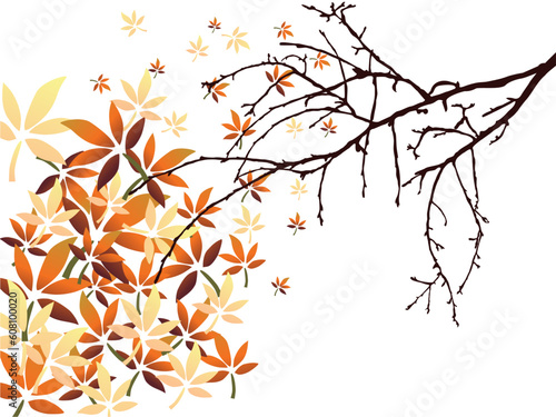 vector eps10 illustration of colorful leaves on a bough