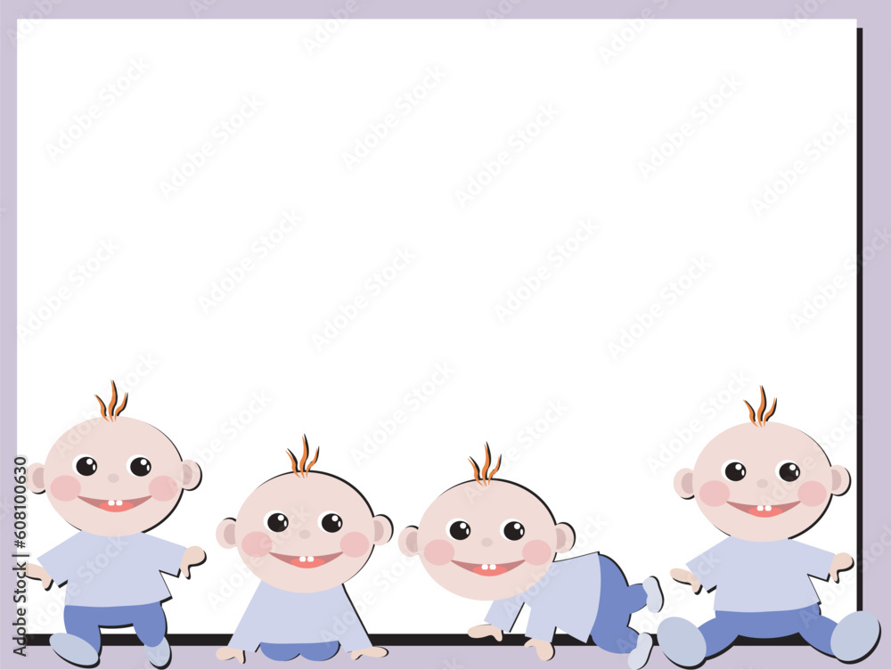 Frame with babies-boys. Frame with babies-boys.