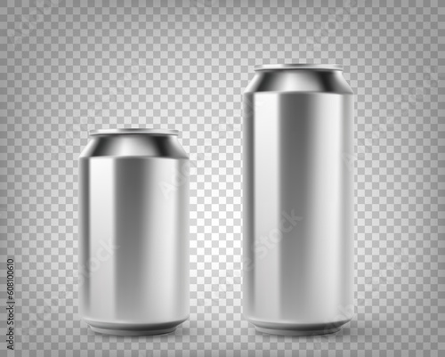 aluminium beer cans mockup isolated on white background. 3d vector illustration