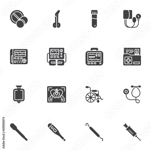 Medical tools vector icons set