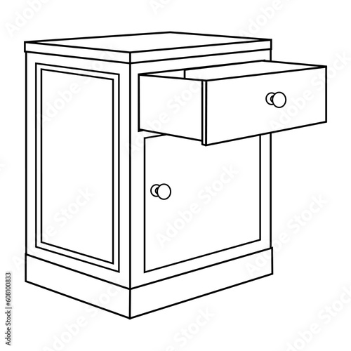 cabinet office open drawer outline vector illustration