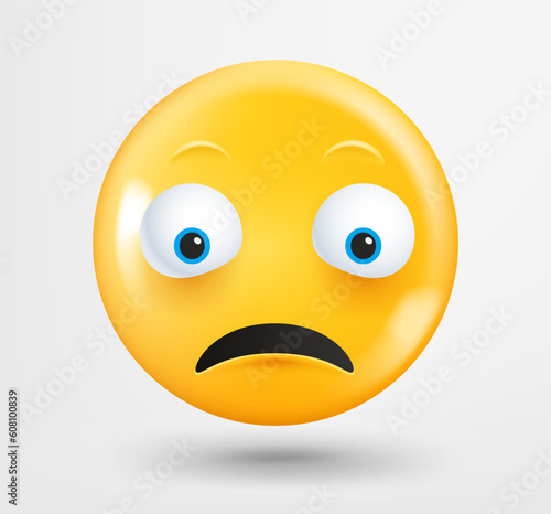 Sad emoticon 3d vector. Emoji isolated on white background 