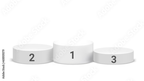 Competition podium isolated on white background. 3D vector mockup