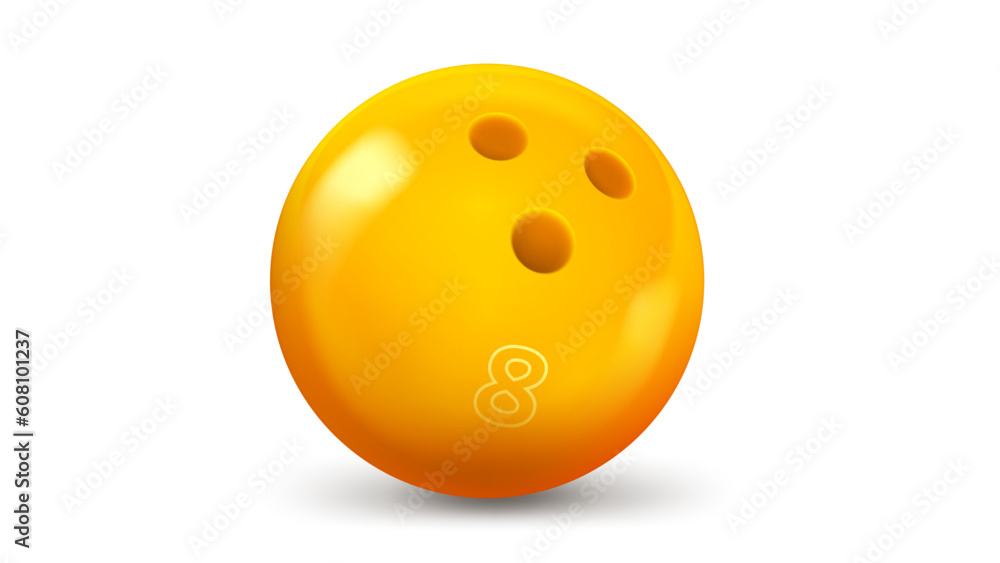 Yellow bowling ball isolated on white background. 3d vector illustration
Yellow bowling ball isolated on white background. 3d vector illustration