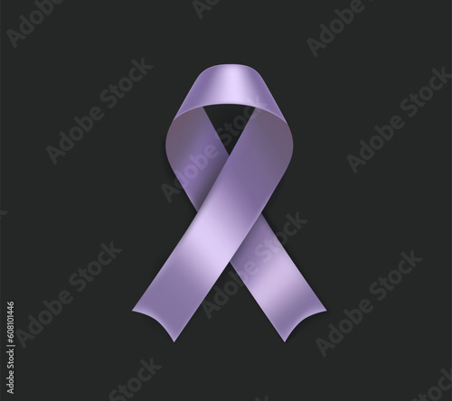 Esophageal cancer awareness symbol. Periwinkle ribbon isolated on black background