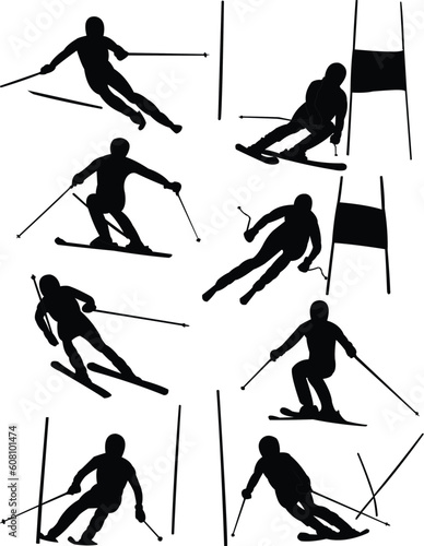 alpine skiing collection - vector