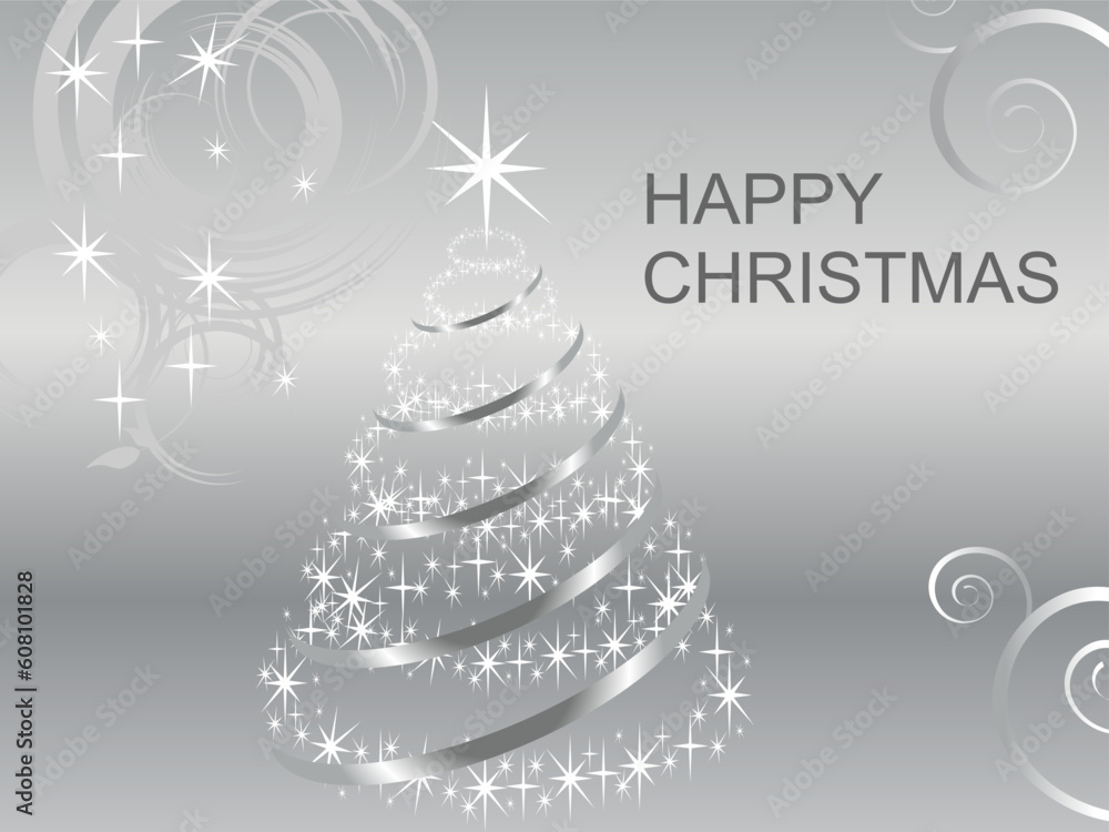 vector eps 10 illustration of an elegant christmas tree on a silver background vector eps 10 illustration of an elegant christmas tree on a silver background